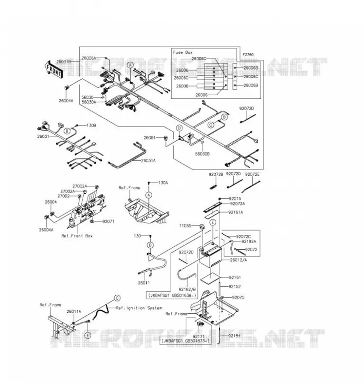 CHASSIS EQUIPMENT ELECTRIQUE Kawasaki SSV 820 2016 MULE PRO-FX  KAF820GGF