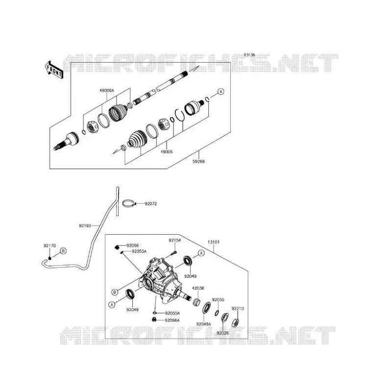 ARBRE DE TRANSMISSION-AVANT Kawasaki SSV 820 2017 MULE PRO-FX  KAF820GHF