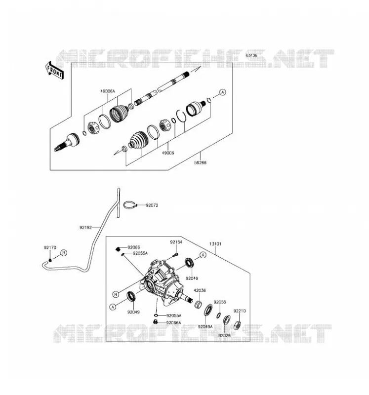 ARBRE DE TRANSMISSION-AVANT Kawasaki SSV 820 2017 MULE PRO-FX  KAF820GHF