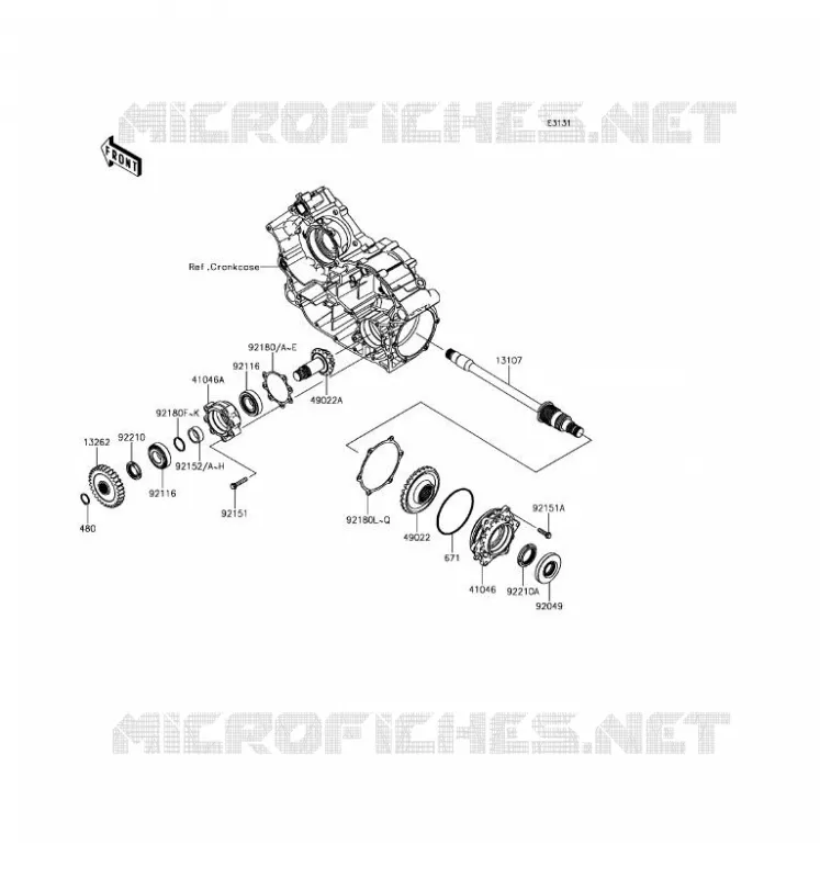 PIGNON CONIQUE AVANT Kawasaki SSV 800 2016 TERYX LE  KRF800GGF