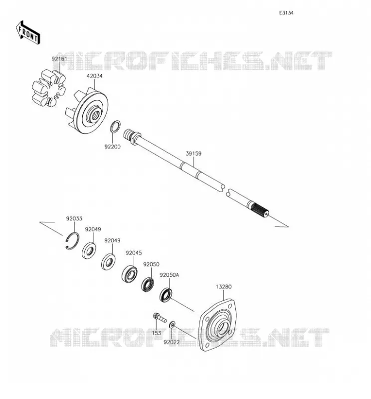 ARBRE DE TRANSMISSION Kawasaki JET SKI 1500 2018 JET SKI SX-R  JS1500AJF