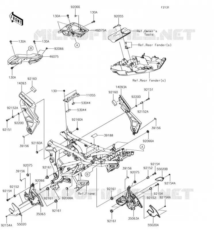 PIECE DE CADRE (COUVERTURE) Kawasaki MOTOS 650 2018 VERSYS 650  KLE650FJFA