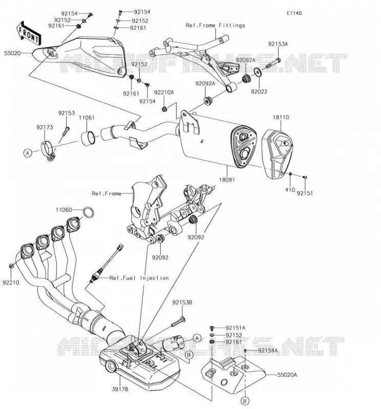&Eacute;CHAPPEMENT Kawasaki MOTOS 1000 2018 VERSYS 1000  KLZ1000BJF
