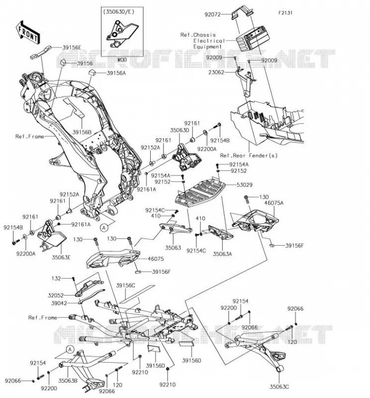 PIECE DE CADRE (COUVERTURE) Kawasaki MOTOS 1000 2018 VERSYS 1000  KLZ1000BJF