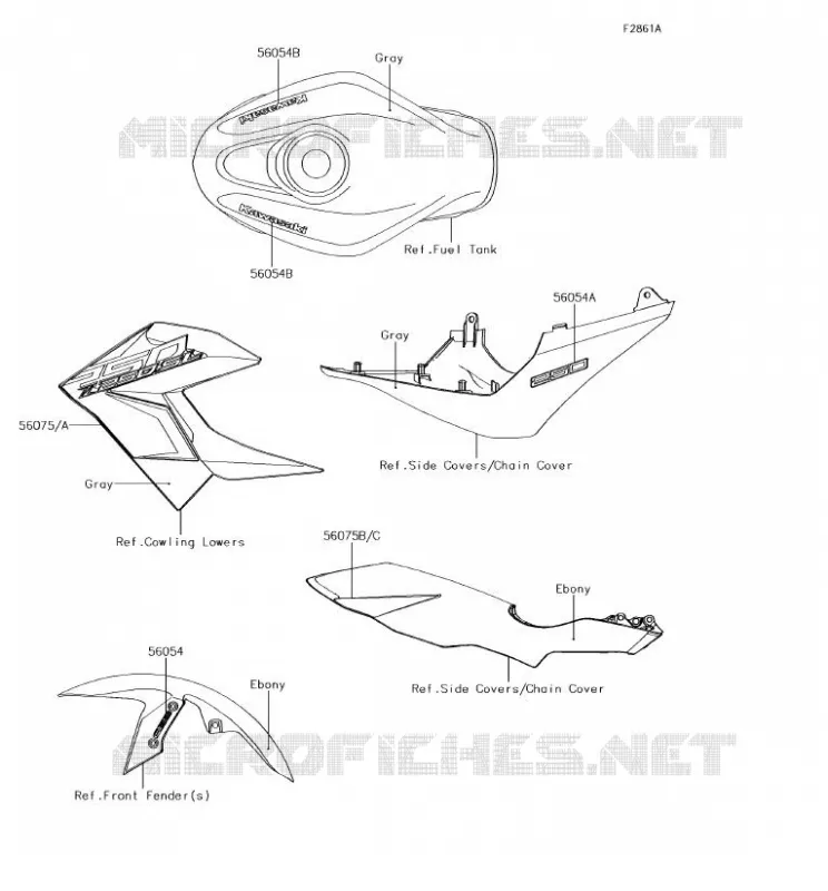 STICKER(GRAY) Kawasaki MOTOS 250 2017 Z250SL  BR250FHF