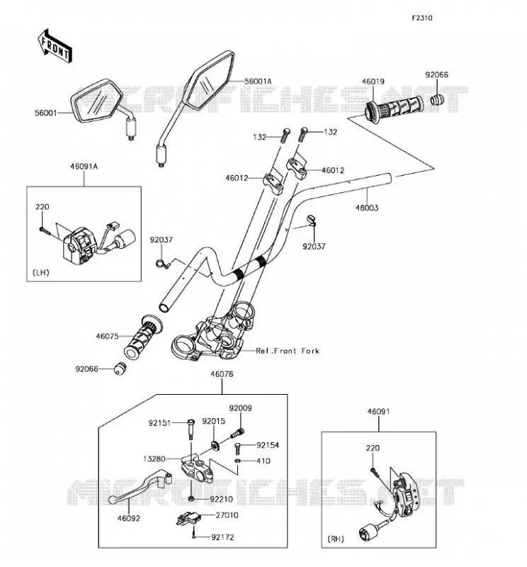 GUIDON Kawasaki MOTOS 125 2018 Z125 PRO  BR125JJFB
