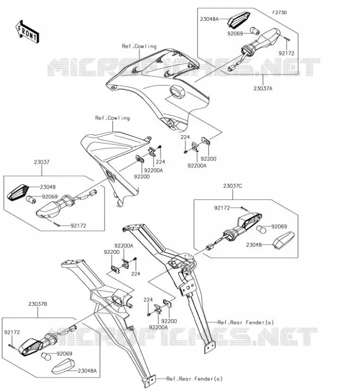 CLIGNOTANTS Kawasaki MOTOS 650 2018 VERSYS 650  KLE650FJF
