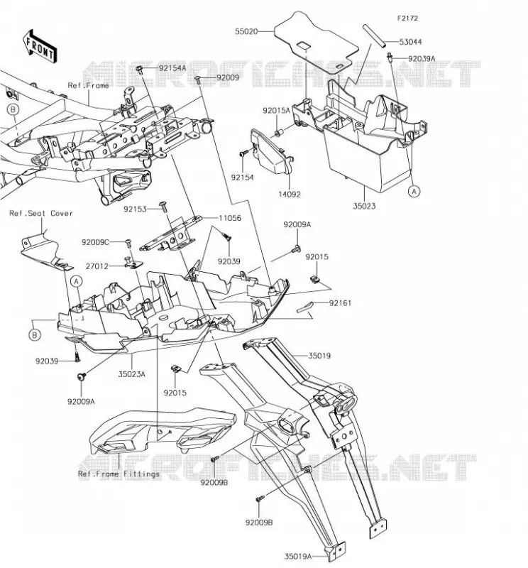 GARDE BOUE ARRI&Egrave;RE Kawasaki MOTOS 650 2018 VERSYS 650  KLE650FJF