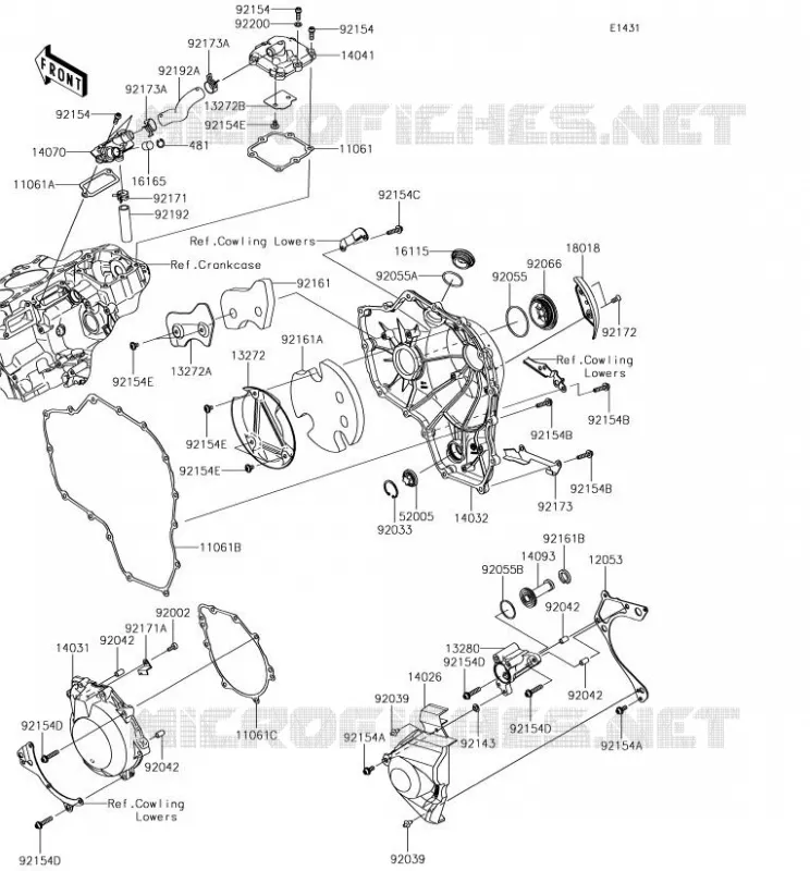 COUVERCLES MOTEUR Kawasaki MOTOS 1000 2017 NINJA H2  ZX1000XHF