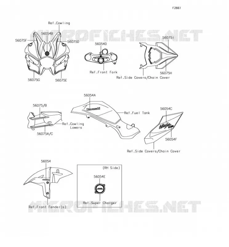 STICKER Kawasaki MOTOS 1000 2017 NINJA H2  ZX1000XHF