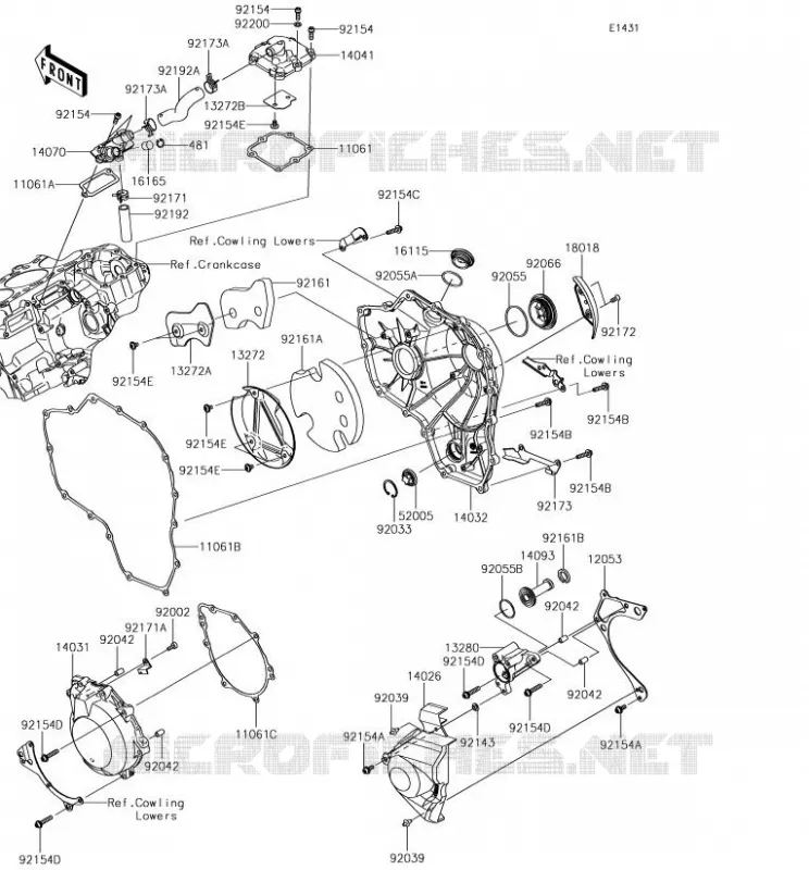COUVERCLES MOTEUR Kawasaki MOTOS 1000 2017 NINJA H2  ZX1000XHF