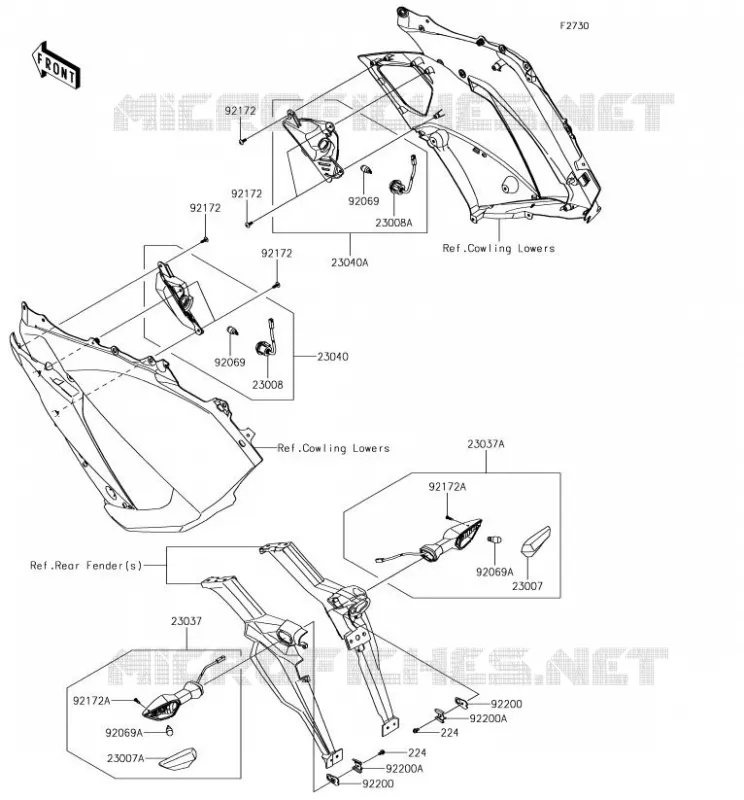 CLIGNOTANTS Kawasaki MOTOS 1000 2018 Z1000SX  ZX1000WJF