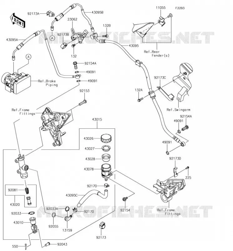 MAITRE CYLINDRE ARRI&Egrave;RE Kawasaki MOTOS 1000 2018 Z1000SX  ZX1000WJF