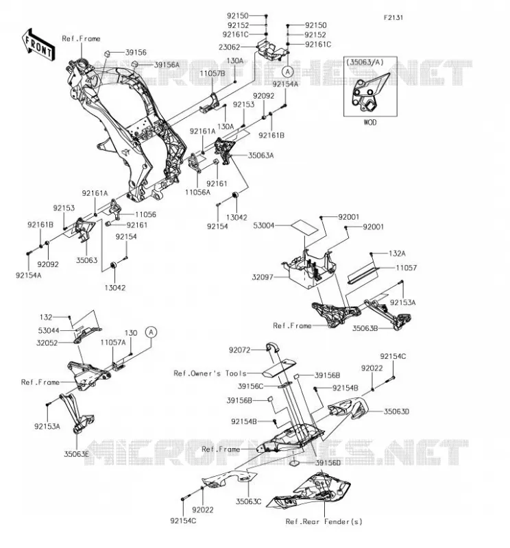 PIECE DE CADRE (COUVERTURE) Kawasaki MOTOS 1000 2018 Z1000SX  ZX1000WJF