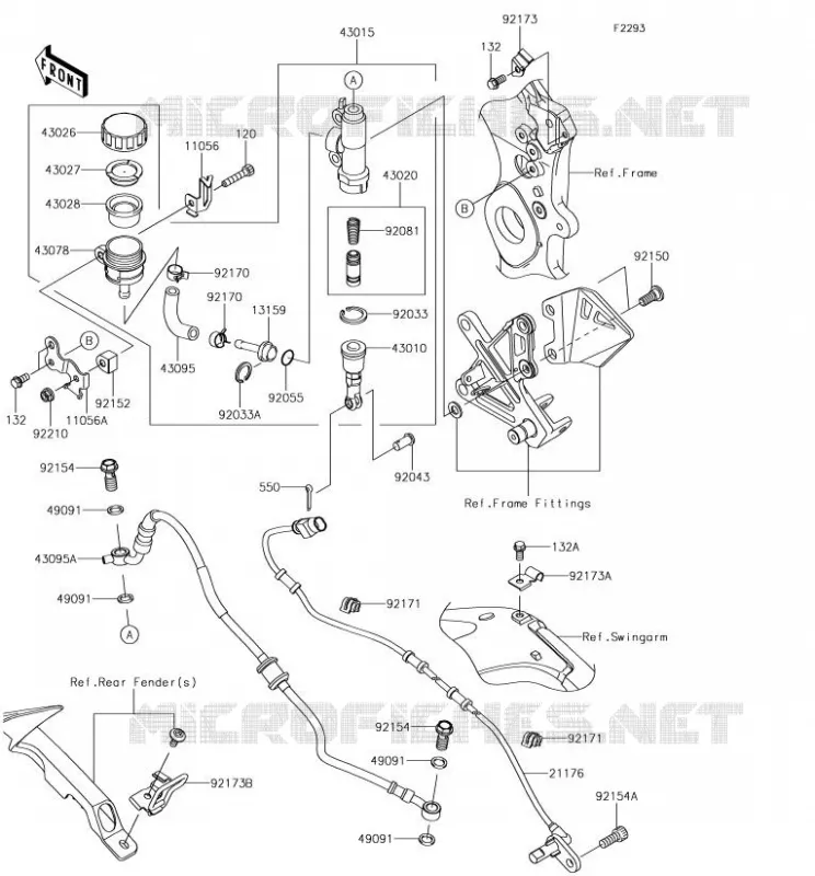 MAITRE CYLINDRE ARRI&Egrave;RE Kawasaki MOTOS 1000 2018 NINJA ZX-10R  ZX1000RJF