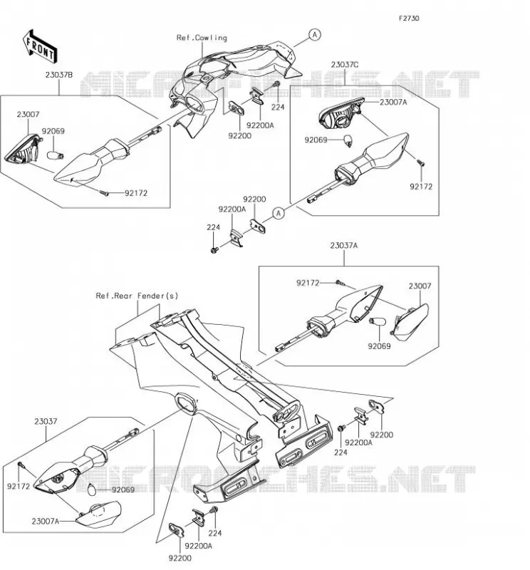 CLIGNOTANTS Kawasaki MOTOS 900 2018 Z900  ZR900BJF