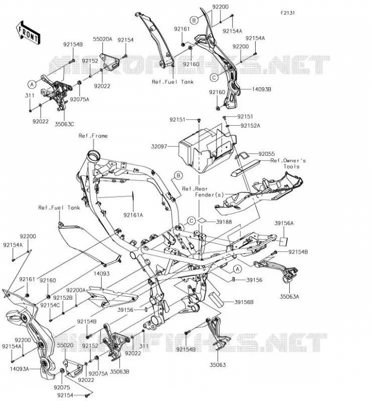 PIECE DE CADRE (COUVERTURE) Kawasaki MOTOS 900 2018 Z900  ZR900BJF