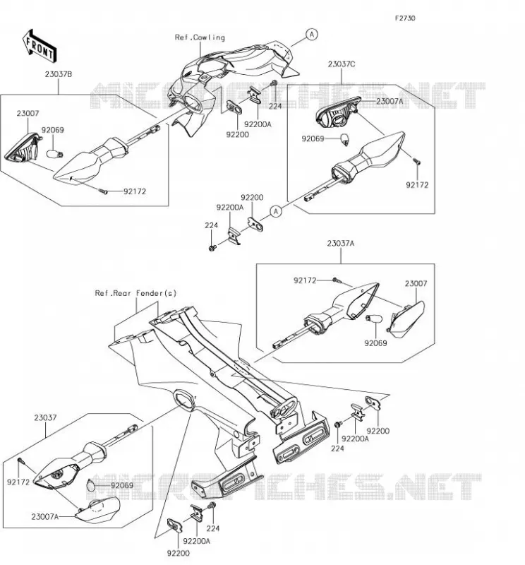 CLIGNOTANTS Kawasaki MOTOS 900 2018 Z900  ZR900BJF