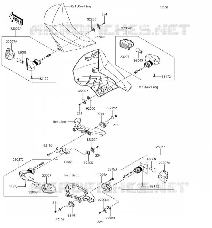 CLIGNOTANTS Kawasaki MOTOS 650 2018 KLR650  KL650EJF