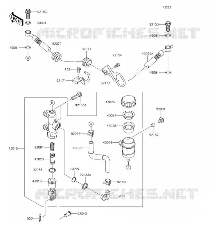 MAITRE CYLINDRE ARRI&Egrave;RE Kawasaki MOTOS 650 2018 KLR650  KL650EJF