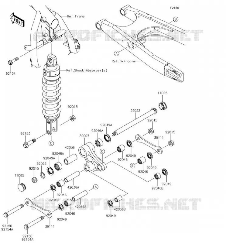 SUSPENSION ARRI&Egrave;RE Kawasaki MOTOS 650 2018 KLR650  KL650EJF