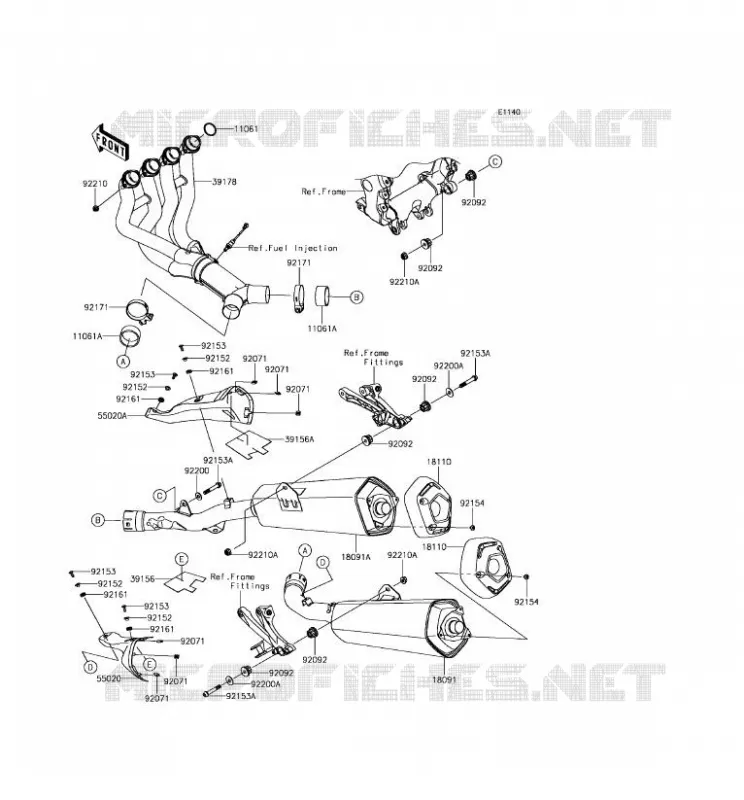 &Eacute;CHAPPEMENT Kawasaki MOTOS 1400 2018 ZZR1400 ABS  ZX1400JJF