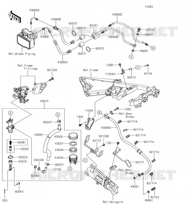 MAITRE CYLINDRE ARRI&Egrave;RE Kawasaki MOTOS 1400 2018 ZZR1400 ABS  ZX1400HJF