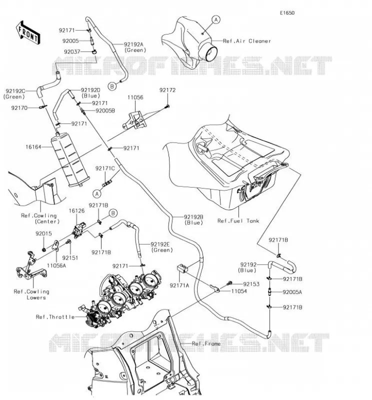 SYSTEME D'EVAPORATION CARBURANT Kawasaki MOTOS 1400 2018 ZZR1400 ABS  ZX1400HJF