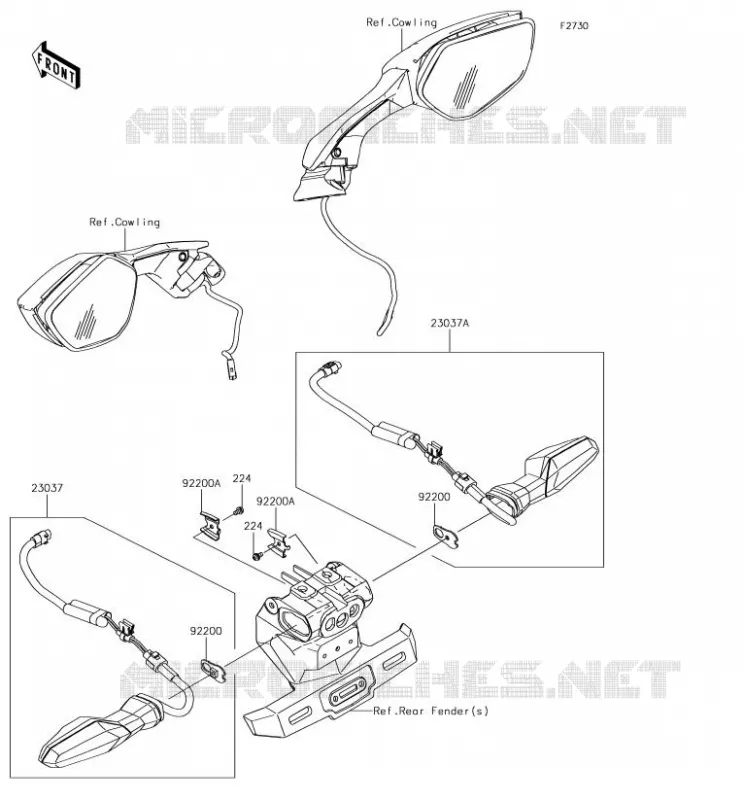 CLIGNOTANTS Kawasaki MOTOS 1000 2018 NINJA H2 SX  ZX1002BJF