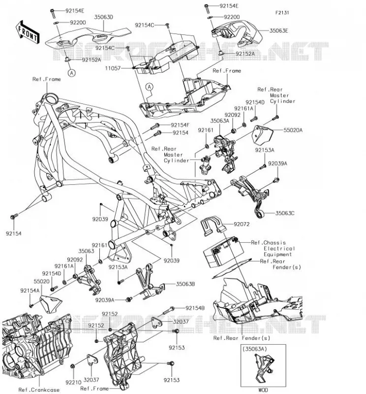 PIECE DE CADRE (COUVERTURE) Kawasaki MOTOS 1000 2018 NINJA H2 SX  ZX1002BJF