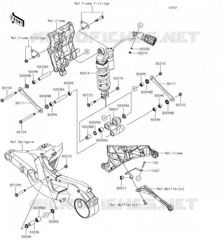 SUSPENSION/AMORTISSEUR Kawasaki MOTOS 1000 2018 NINJA H2  ZX1000XJFA