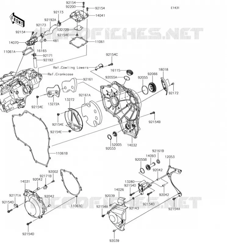 COUVERCLES MOTEUR Kawasaki MOTOS 1000 2017 NINJA H2R  ZX1000YHF