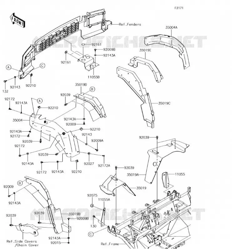 GARDE BOUE AVANT Kawasaki SSV 620 2018 MULE 4010 4X4  KAF620TJF