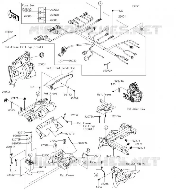 CHASSIS EQUIPMENT ELECTRIQUE Kawasaki SSV 400 2018 MULE SX  KAF400JJF