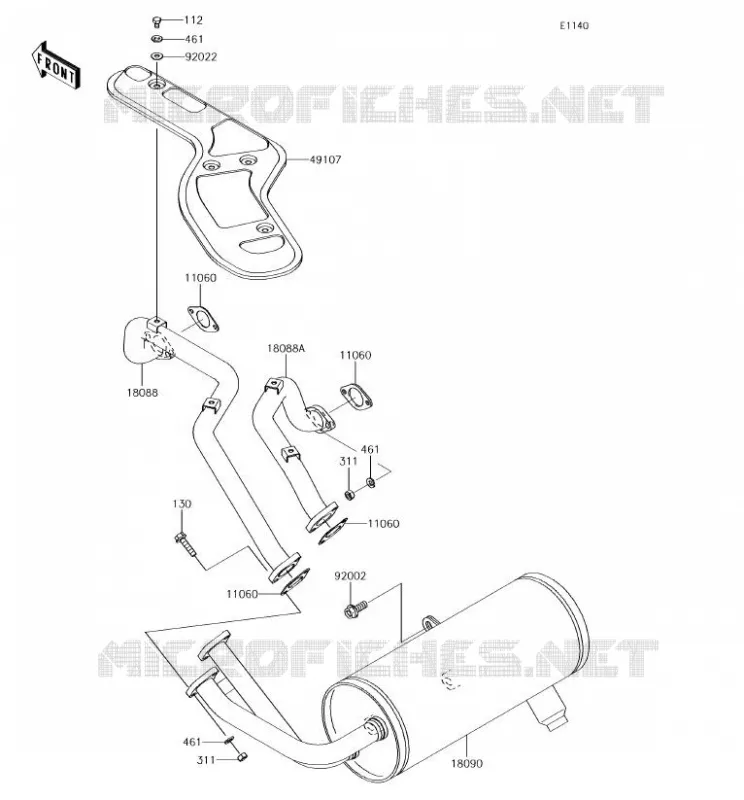 &Eacute;CHAPPEMENT Kawasaki SSV 620 2018 MULE 4000  KAF620PJF