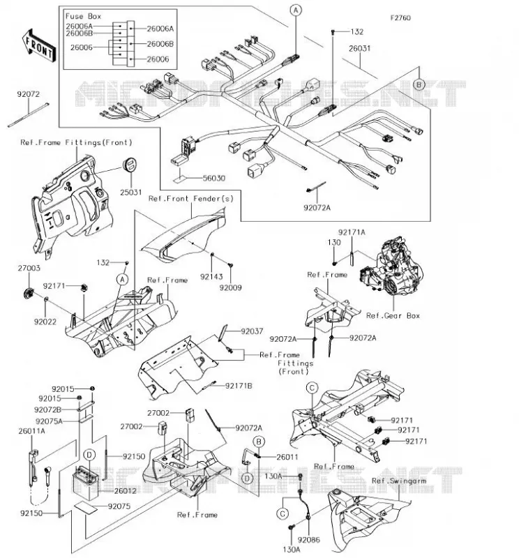 CHASSIS EQUIPMENT ELECTRIQUE Kawasaki SSV 400 2018 MULE SX 4X4  KAF400HJF