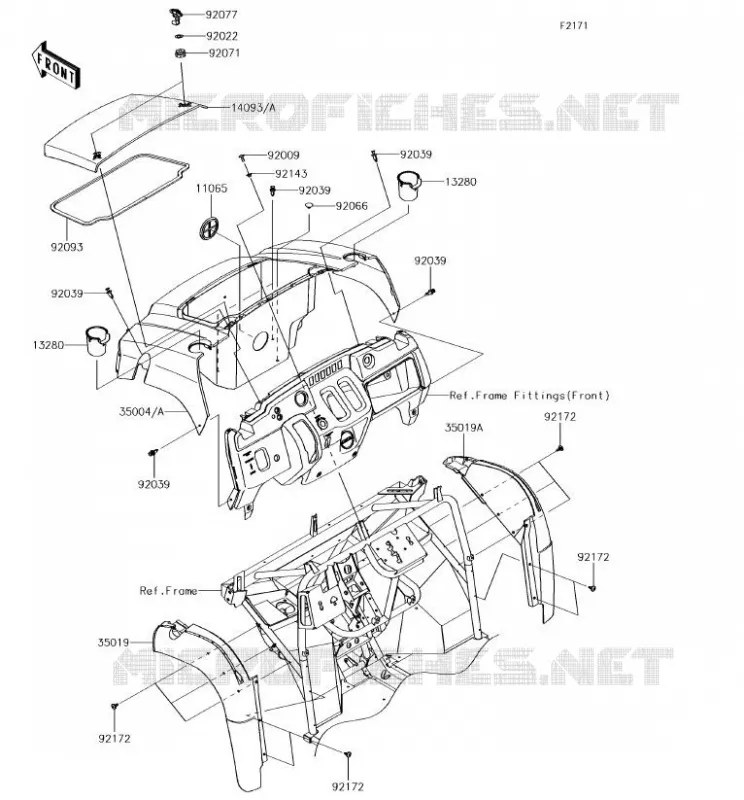 GARDE BOUE AVANT Kawasaki SSV 400 2018 MULE SX 4X4  KAF400HJF