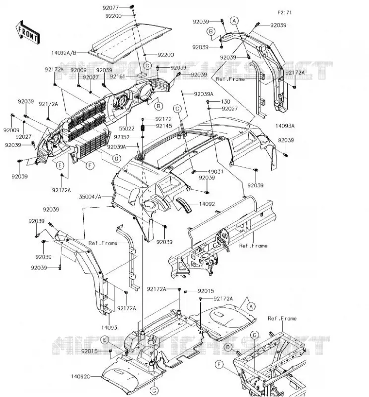 GARDE BOUE AVANT Kawasaki SSV 1000 2018 MULE PRO-DXT  KAF1000BJF