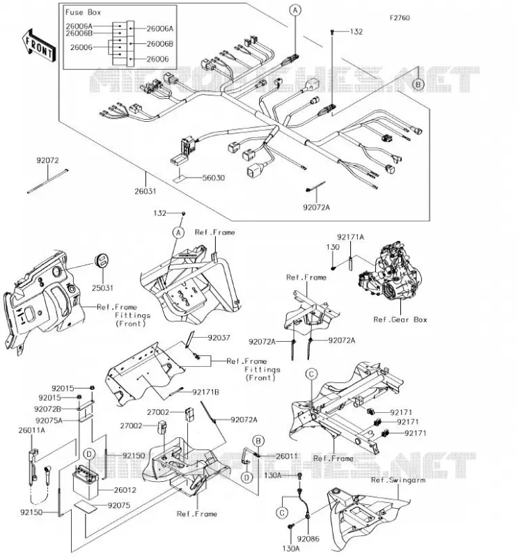 CHASSIS EQUIPMENT ELECTRIQUE Kawasaki SSV 400 2018 MULE SX  KAF400LJF