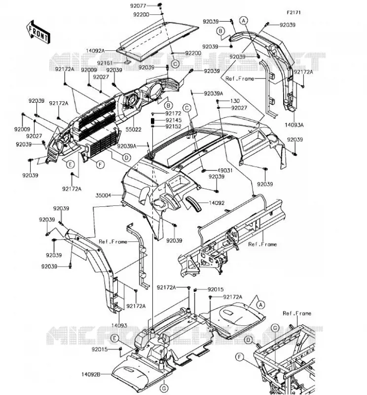 GARDE BOUE AVANT Kawasaki SSV 820 2018 MULE PRO-FXT  KAF820AJF