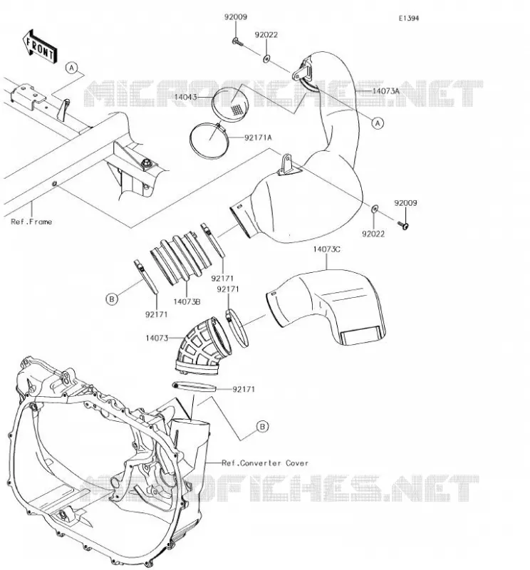 FILTRE A AIR - CONVERTISSEUR Kawasaki SSV 1000 2018 MULE PRO-DXT  KAF1000AJF