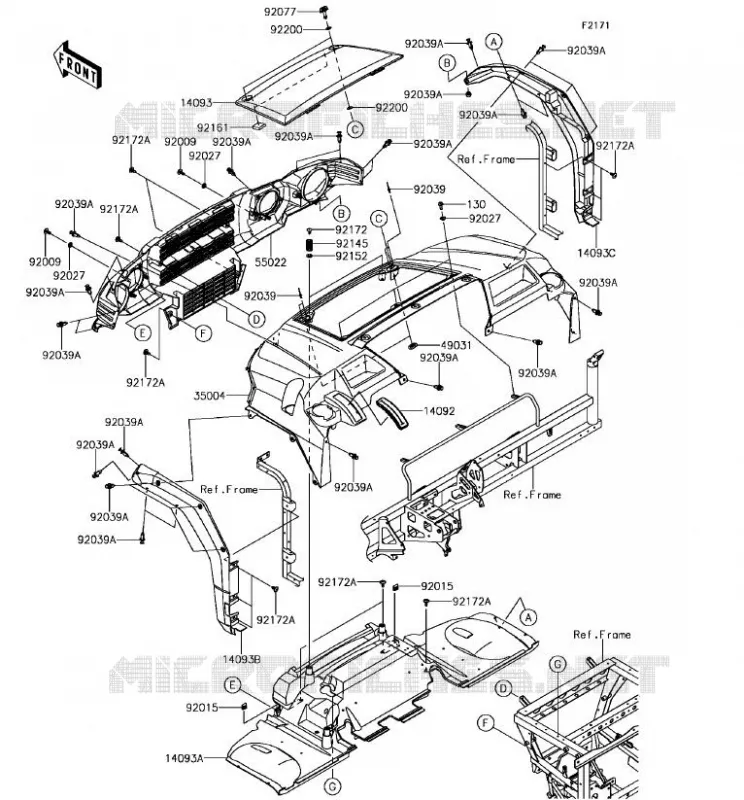 GARDE BOUE AVANT Kawasaki SSV 820 2017 MULE PRO-FX  KAF820LHF