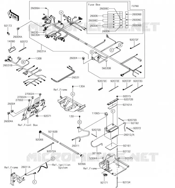 CHASSIS EQUIPMENT ELECTRIQUE Kawasaki SSV 820 2018 MULE PRO-FXR  KAF820KJF