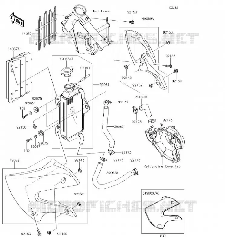 RADIATEUR Kawasaki TOUT-TERRAIN 65 2018 KX65  KX65AJF