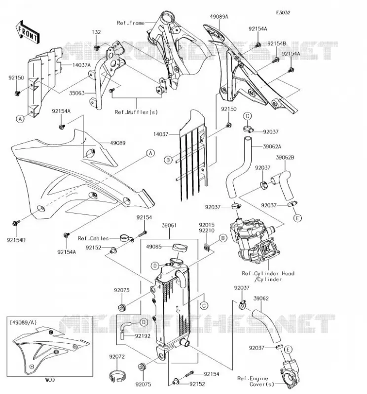 RADIATEUR Kawasaki TOUT-TERRAIN 100 2018 KX100  KX100FJF