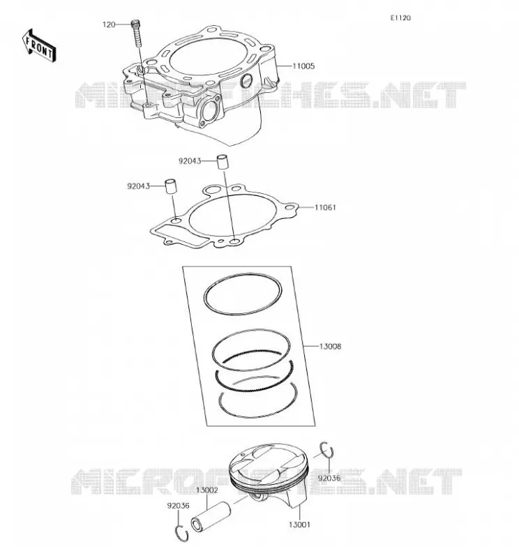 CYLINDRE/PISTON Kawasaki TOUT-TERRAIN 450 2018 KLX450R  KLX450AJF