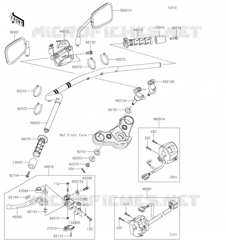 GUIDON Kawasaki MOTOS 650 2019 VULCAN S CAFE  EN650EKF