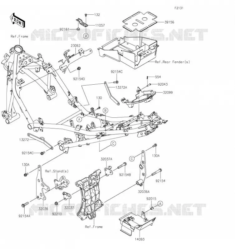 PIECE DE CADRE (COUVERTURE) Kawasaki MOTOS 400 2019 NINJA 400  EX400GKF