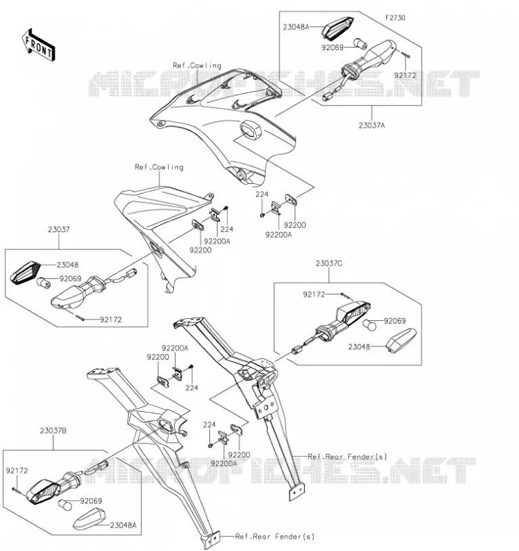 CLIGNOTANTS Kawasaki MOTOS 650 2019 VERSYS 650  KLE650FKF