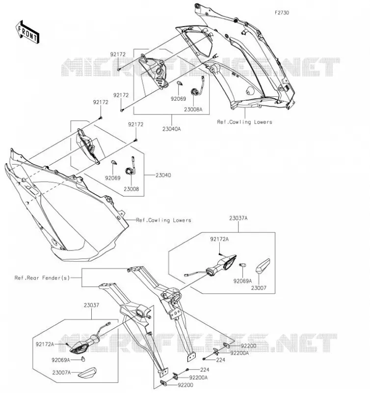 CLIGNOTANTS Kawasaki MOTOS 1000 2019 Z1000SX  ZX1000WKF